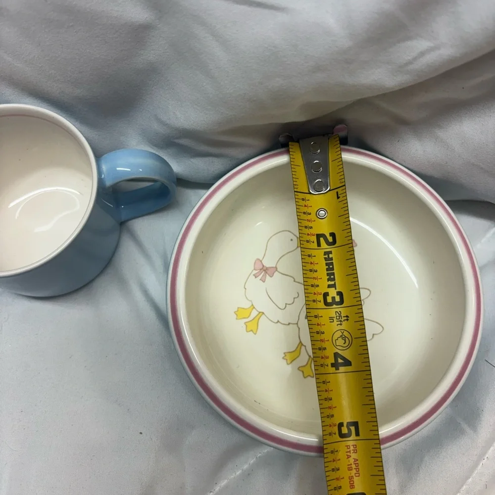 Vintage Mikasa Childs Ceramic Dinnerware Set Feathered Friends Cup & bowl